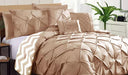 7 Piece Pinch Pleat Comforter Set | Pintuck Quilt Bedding Cover Set | Diamond Embroidery Pintuck Duvet Cover | 3 Sizes - 5 Colours Quilts & Comforters Double / Warm Taupe Ontrendideas Bed and Bath