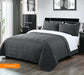 3 Piece Pinsonic Embossed Comforter Set 3pc Comforter Sets Bedspread Coverlet | 2 Sizes - 4 Colours Quilts & Comforters Queen / Charcoal Ontrendideas Bed and Bath