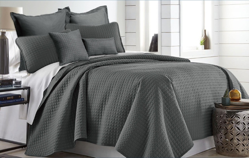 7 Piece Light Comforter Set | Coverlet Set | 7pc Summer Cool Bedspread | 2 Sizes - 6 Colours Quilts & Comforters Queen / Charcoal Ontrendideas Bed and Bath