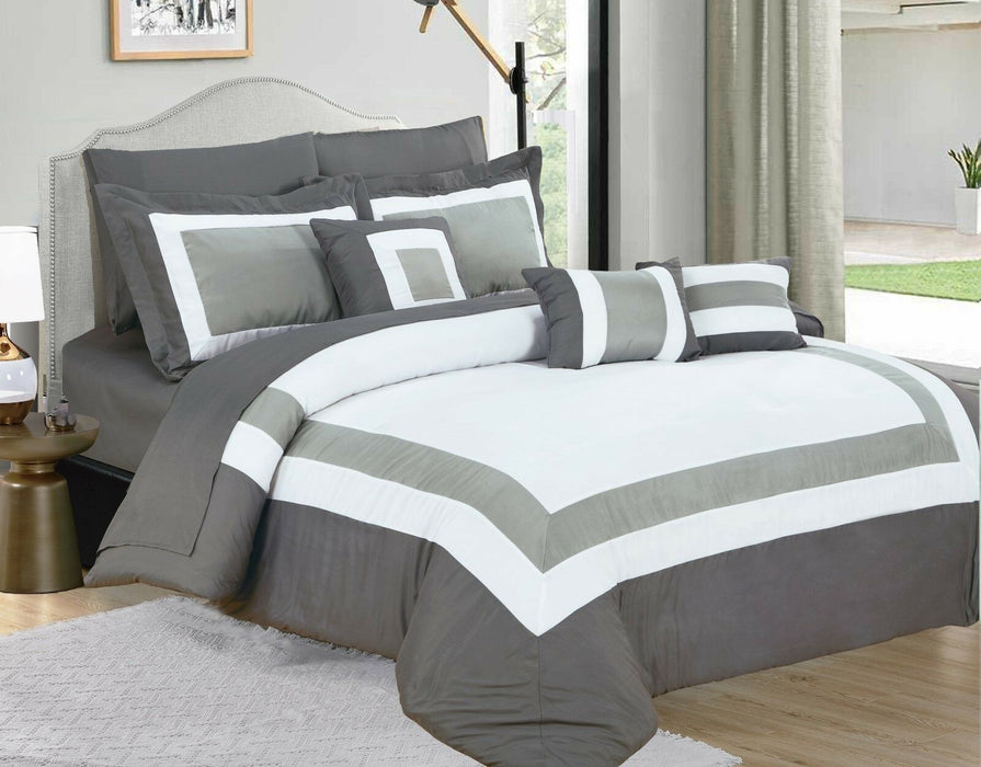 Premium 10pc Comforter Set | 10 Piece Comforter and Sheet Set | Coverlet Bedding Set | 2 Sizes - 4 Colours Quilts & Comforters Queen / Charcoal Ontrendideas Bed and Bath