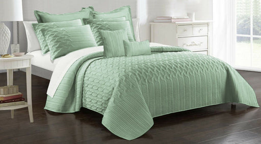9pc Light Interlaced Comforter Set | 9 Piece All Seasons Cooling Coverlet Set | Modern Bedding Set | 2 Sizes - 5 Colours Quilts & Comforters Queen / Frost Ontrendideas Bed and Bath