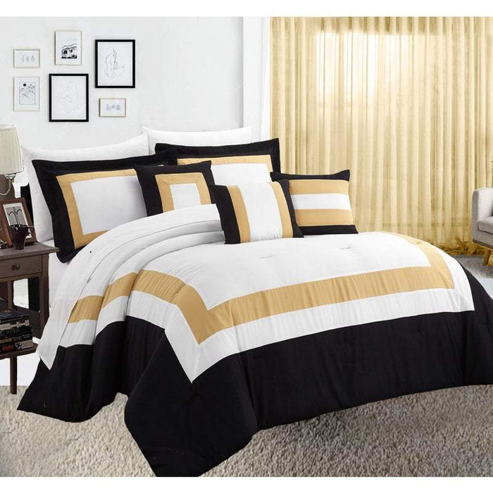Premium 10pc Comforter Set | 10 Piece Comforter and Sheet Set | Coverlet Bedding Set | 2 Sizes - 4 Colours Quilts & Comforters Queen / Gold Ontrendideas Bed and Bath