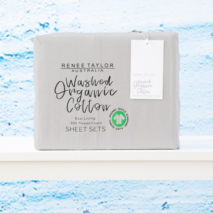 300TC 100 % Certified Organic Cotton Sheet Set by Renee Taylor | Premium Cotton Sheets | 10 Sizes - 8 Colours