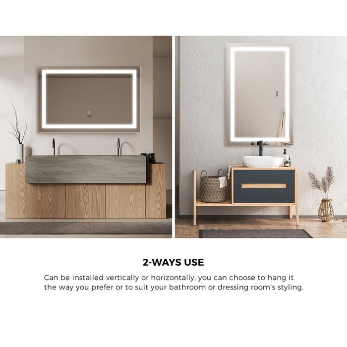 Lumiro Rectangular Bathroom LED Mirror | Rectangular Modern High Quality 3 Colour LED Bathroom Mirros | Easy Install Anti Fog | 3 Sizes