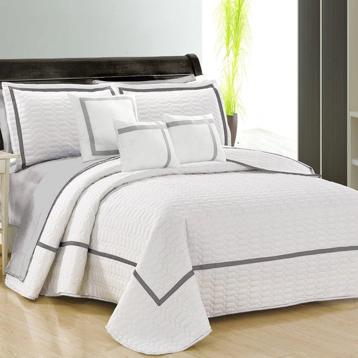 6pc Two-Tone Embossed Modern Comforter Set | Stylish Bed Set | 2 Sizes - 6 Colours